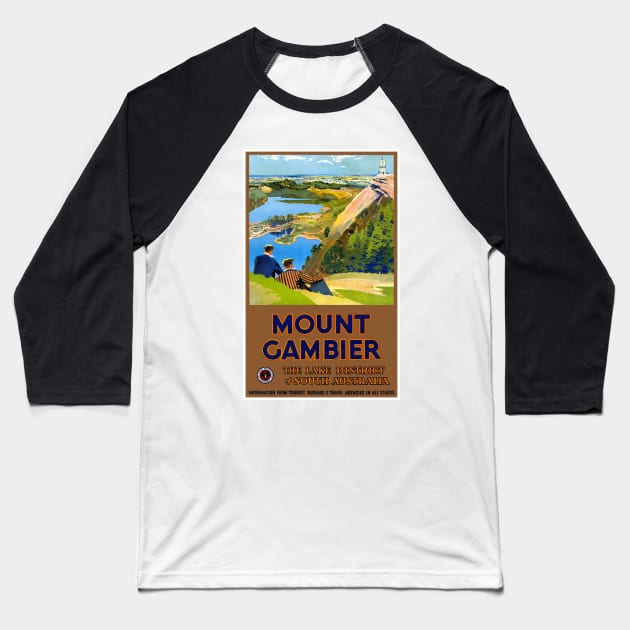 Vintage Travel Poster Mount Gambier Australia Baseball T-Shirt by vintagetreasure